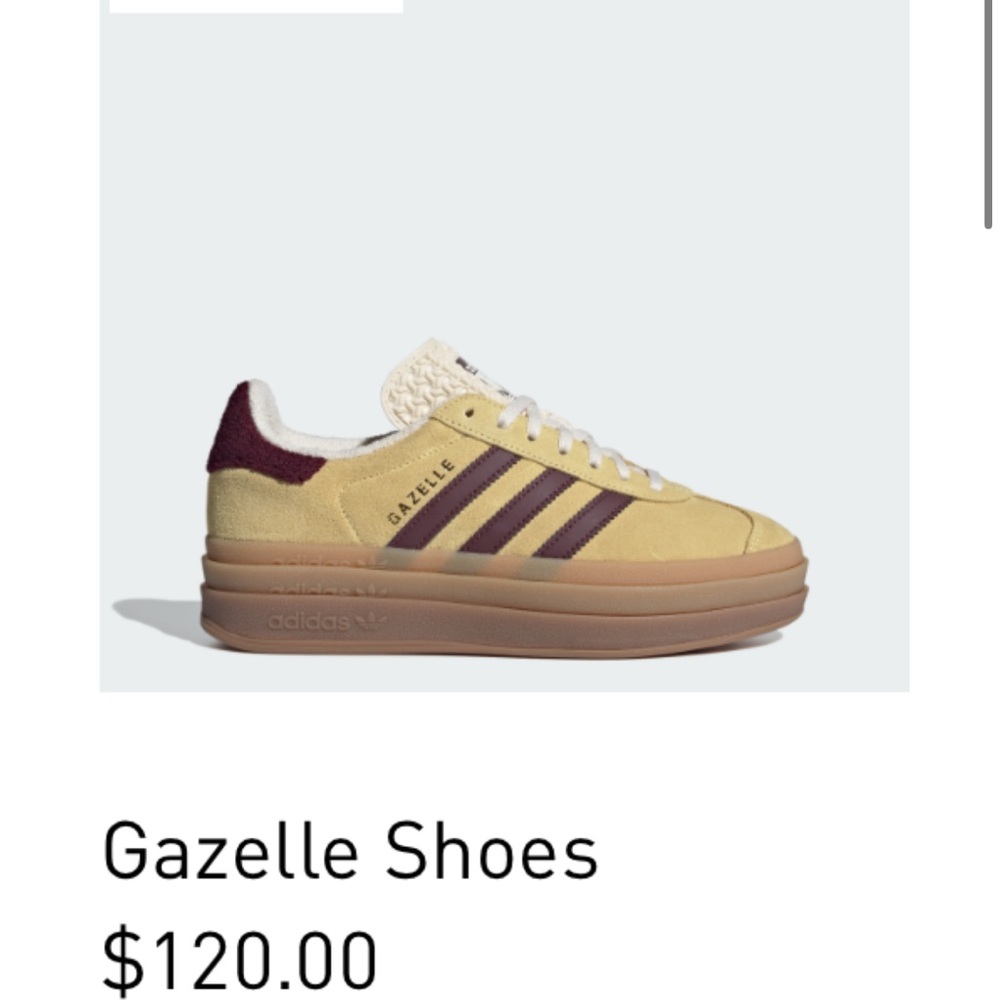 ADIDAS Gazelle Bold Platform Sneakers - Yellow and Maroon